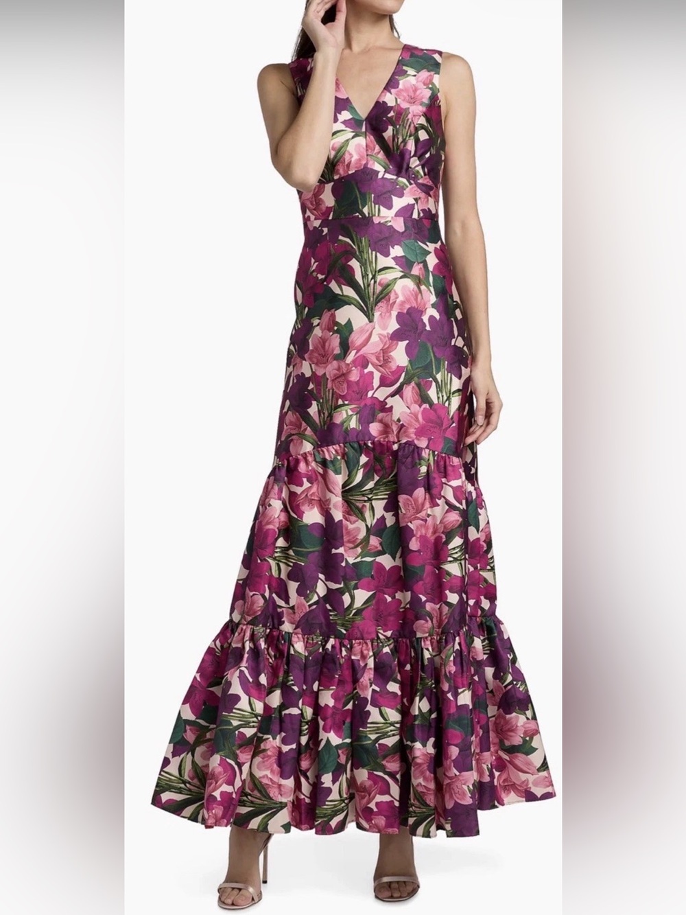 SACHIN BABI Rori Floral Sleeveless Mikado Dress